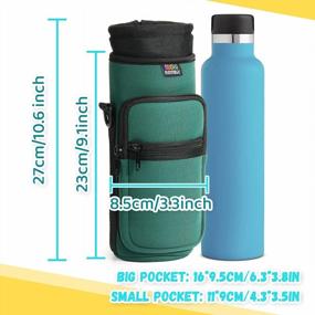 img 1 attached to Adjustable Water Bottle Carrier Bag With 2 Pockets And Neoprene Sleeve - Ideal For Hiking, Travelling, And Camping - Shoulder And Hand Strap For Easy Transport - Nuovoware Sports Accessories