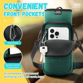 img 3 attached to Adjustable Water Bottle Carrier Bag With 2 Pockets And Neoprene Sleeve - Ideal For Hiking, Travelling, And Camping - Shoulder And Hand Strap For Easy Transport - Nuovoware Sports Accessories