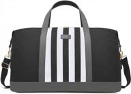 women's canvas overnight travel duffle bag with trolley sleeve - black logo