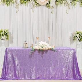 img 4 attached to Lavender Elegance: Classy Sequin Tablecloth For Romantic Weddings And Banquets - 60X102 Inch