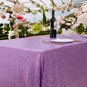 img 1 attached to Lavender Elegance: Classy Sequin Tablecloth For Romantic Weddings And Banquets - 60X102 Inch