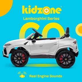 img 3 attached to Kidzone Ride On Car 12V Lamborghini Urus Kids Electric Vehicle Toy W/ Parent Remote Control, Horn, Radio, USB Port, AUX, Spring Suspension, Opening Door, LED Light - White
