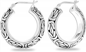img 3 attached to LeCalla Women'S Sterling Silver Hoop Earrings - Antique Byzantine Inspired Click-Top Design