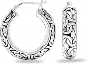 img 4 attached to LeCalla Women'S Sterling Silver Hoop Earrings - Antique Byzantine Inspired Click-Top Design