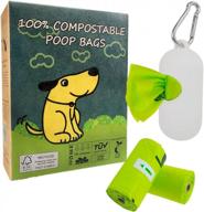 60 compostable dog poop bags with free holder - eco-friendly, unscented, extra thick, and leak proof, vegetable-based bags for camping and walking dogs - sized 9 x 13 inches, by moonygreen логотип