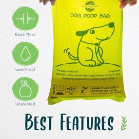 img 1 attached to 60 Compostable Dog Poop Bags With Free Holder - Eco-Friendly, Unscented, Extra Thick, And Leak Proof, Vegetable-Based Bags For Camping And Walking Dogs - Sized 9 X 13 Inches, By Moonygreen