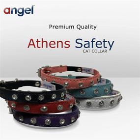 img 1 attached to 🐱 Angel Athens Purple Rhinestones Leather Bling Elastic Break-Away Cat Collar: Safety Stretch Release and stylish design!