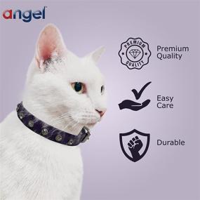 img 2 attached to 🐱 Angel Athens Purple Rhinestones Leather Bling Elastic Break-Away Cat Collar: Safety Stretch Release and stylish design!