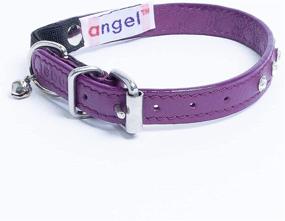 img 3 attached to 🐱 Angel Athens Purple Rhinestones Leather Bling Elastic Break-Away Cat Collar: Safety Stretch Release and stylish design!