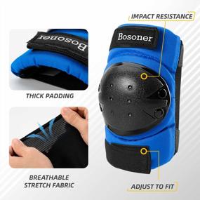 img 1 attached to BOSONER Knee And Elbow Pads Set For Cycling, Skateboarding, Roller Skating, And More - Protective Gear For Adults And Children, With Wrist Guards Included. Ideal For Multi-Sports Outdoor Activities.