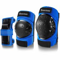 bosoner knee and elbow pads set for cycling, skateboarding, roller skating, and more - protective gear for adults and children, with wrist guards included. ideal for multi-sports outdoor activities. logo