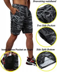 img 2 attached to HOMETA Мужские шорты для бега 2-в-1 Легкие спортивные штаны для тренировок в тренажерном зале 7 дюймов с карманами на молнии