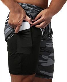 img 4 attached to HOMETA Мужские шорты для бега 2-в-1 Легкие спортивные штаны для тренировок в тренажерном зале 7 дюймов с карманами на молнии