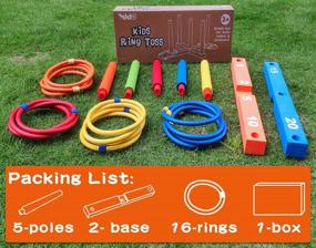 img 3 attached to Fun-Filled Ring Toss Game For Kids And Adults: 5 Poles And 16 Rings In 4 Colors, Indoor And Outdoor Soft Foam Toy For Family Backyard Fun