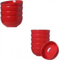 le tauci 20 oz soup & 10 oz dessert bowls set of 4 + 6 red - perfect for cereal, soups & more! logo