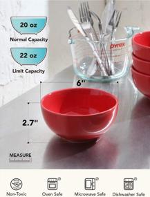 img 2 attached to LE TAUCI 20 Oz Soup & 10 Oz Dessert Bowls Set Of 4 + 6 RED - Perfect For Cereal, Soups & More!