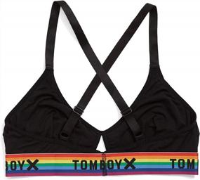 img 3 attached to Бюстгальтер без косточек Medium/Micromodal Black Rainbow от TomboyX: регулируемые лямки крест-накрест!