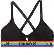 бюстгальтер без косточек medium/micromodal black rainbow от tomboyx: регулируемые лямки крест-накрест! логотип