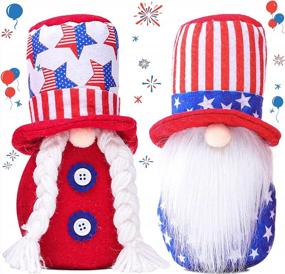 img 4 attached to 2Pcs 4Th Of July Gnomes Decorations For Home - American Patriotic Gnomes Decorations For Memorial Day, Plush Handmade Swedish Tomte Christmas Winter Gnomes Gifts For Women & New USA Citizenships