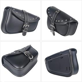 img 3 attached to 🏍️ QJBOMTO Motorcycle Saddle Bags Side Bags - Waterproof Softail PVC Leather Saddlebags for Harley Sportster, Universal Motorbike Storage Tool Bag (Right Side)