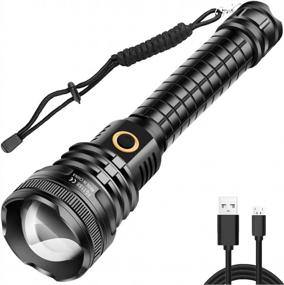img 4 attached to 12000 Lumens Rechargeable XHP90 Flashlight With Zoom & 5 Modes - Perfect For Camping & Night Activities!