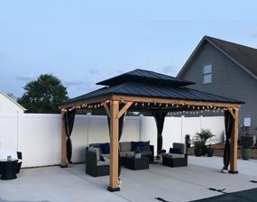 img 4 attached to Spacious 13' X 15' Spruce Wood Frame Gazebo With Durable Metal Roof, Privacy Curtains And Mosquito Nettings. Perfect For Outdoor Living In Patio, Garden And Backyard.