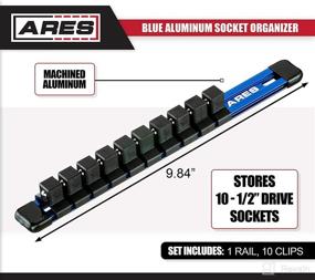 img 3 attached to Ares 70343-1/2-Inch Drive Blue 9.84-Inch Socket Organizer: Efficiently Store and Organize up to 10 Sockets - No More Misplaced Tools!