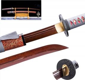 img 4 attached to Аутентичный японский меч катана: Full Tang, настоящее стальное лезвие со сгибом 1095 + 1060 для боевых искусств и коллекционеров - FUNAN SENGO