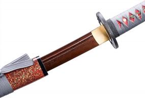 img 3 attached to Аутентичный японский меч катана: Full Tang, настоящее стальное лезвие со сгибом 1095 + 1060 для боевых искусств и коллекционеров - FUNAN SENGO