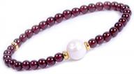 amethyst purple gemstone bracelet w/ freshwater pearl beads: healing stretchy jewelry gift for women & girls logo
