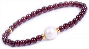 img 4 attached to Amethyst Purple Gemstone Bracelet W/ Freshwater Pearl Beads: Healing Stretchy Jewelry Gift For Women & Girls