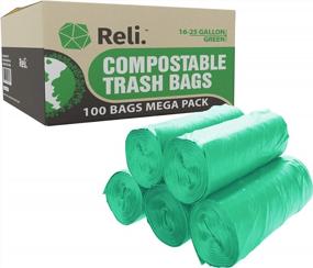 img 4 attached to Green Reli Compostable Trash Bags - Bulk 100 Count Of ASTM D6400 Certified Garbage Bags For 16-25 Gallon Bins - Eco-Friendly Compostable Bags For 16, 20, And 25 Gallon Trash Cans
