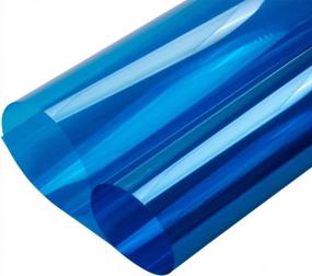 img 4 attached to HOHOFILM Blue Colored Window Film Clear Decorative Glass Tint Sun Blocking Heat Control Self Adhesive Window Tint For Building Residential,23.6"X78.7