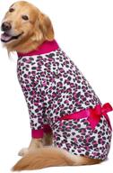 🐶 miaododo dog dress pajamas for medium to large dogs - leopard print ribbon lightweight pullover dog onesie shirt, full coverage dog pjs jumpsuit clothing apparel (size 34, dark pink) логотип