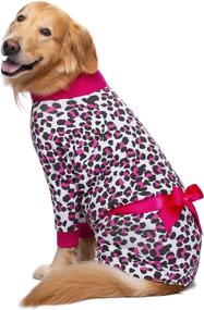 img 4 attached to 🐶 Miaododo Dog Dress Pajamas for Medium to Large Dogs - Leopard Print Ribbon Lightweight Pullover Dog Onesie Shirt, Full Coverage Dog Pjs Jumpsuit Clothing Apparel (Size 34, Dark Pink)