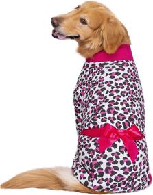 img 3 attached to 🐶 Miaododo Dog Dress Pajamas for Medium to Large Dogs - Leopard Print Ribbon Lightweight Pullover Dog Onesie Shirt, Full Coverage Dog Pjs Jumpsuit Clothing Apparel (Size 34, Dark Pink)