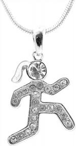 img 4 attached to Stylish Silver Plated Couple Runner Pendant With Sparkling Crystals