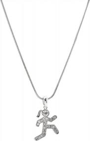 img 3 attached to Stylish Silver Plated Couple Runner Pendant With Sparkling Crystals
