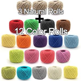 img 2 attached to 🎁 BambooMN 3375 ft 2mm Crafty Jute Twine String Jute: Natural & Surprise Color Rolls for Artworks, DIY Crafts, Gift Wrapping, Picture Display, and Embellishments