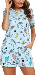 img 4 attached to EISHOPEER Women'S Short Pajama Set Cute Print T-Shirt And Shorts Sleepwear PJs XS To XXL