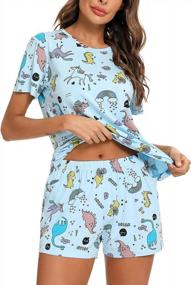 img 3 attached to EISHOPEER Women'S Short Pajama Set Cute Print T-Shirt And Shorts Sleepwear PJs XS To XXL
