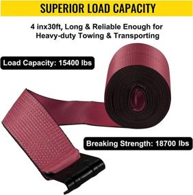 img 3 attached to 🚚 VEVOR Truck Straps, 4"x30' Winch Straps with Flat Hook, Flatbed Tie Downs - 15400lbs Load Capacity, Flatbed Strap Cargo Control for Flatbeds, Trucks, Trailers, Farms, Rescues, Tree Saver - Red (Pack of 10)