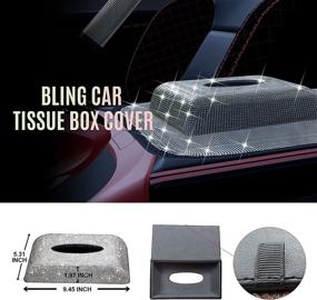 img 1 attached to ASLONG 11PCS Bling Car Accessories Set For Women Car License Plate Frame Cover Steering Wheel Cover Tissue Box Bling Shoulder Set Air Vent Clip Ring For Start Button（White Diamond）