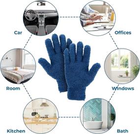 img 1 attached to 2 Pairs of No-Shedding Microfiber Dusting Gloves for Efficient Cleaning - Flexible Microfiber Dust Cleaning Gloves for Lamps, Cars, Furniture, and Hard-to-Reach Corners