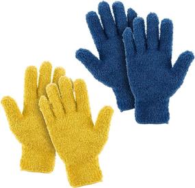 img 4 attached to 2 Pairs of No-Shedding Microfiber Dusting Gloves for Efficient Cleaning - Flexible Microfiber Dust Cleaning Gloves for Lamps, Cars, Furniture, and Hard-to-Reach Corners