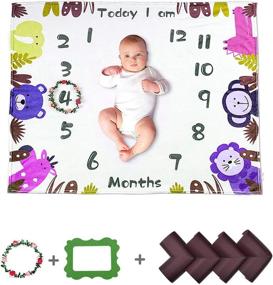 img 1 attached to Одеяло CALMSEN Baby Monthly Milestone из органического флиса - идеально подходит для новорожденных и реквизита для фотосъемки, от 1 до 12 месяцев!