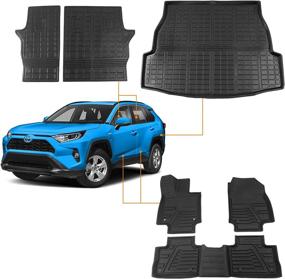 img 4 attached to 🔒 Ultimate Protection: Bomely Fit 2019-2022 Rav4 Floor Mats & Cargo Liner Set - All-Weather Toyota Rav4 Accessories!