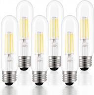 pack of 6 t10 led tubular edison bulbs, 4w daylight 4000k dimmable vintage filament retro bulbs with e26 medium base, equivalence to 40w desk lamp bulbs logo
