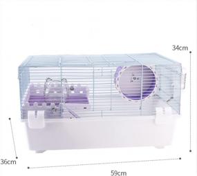 img 3 attached to Просторная клетка для хомяков с бутылкой с водой, тарелкой для еды и колесом для упражнений - среда обитания маленьких животных Misyue на прозрачной фиолетовой сцене