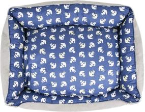 img 1 attached to 🐾 Reversible Blue Anchor Pet Bed - PETIQUE Medium Size